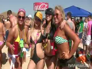 Watch these splendid girls flash their captivating tits during a wonderful party.