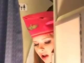 Flirty stewardess gets fresh sperm aboard
