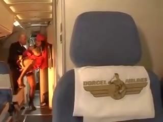 Randy stewardess rides a shaft inside both holes