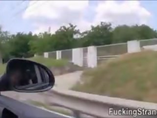 অসাধারণ hitchhiker elisabeth হার্ডকোর এবং facialed বিদেশে
