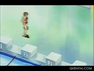 Hentai drobcene rdečelaske muca pribil globoko v na locker soba
