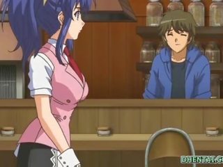 ボインの ウエートレス エロアニメ tittyfucking と フェイシャル 精液 で ザ· カフェ