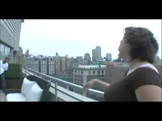 Mommy taking johnson out doors on balcony