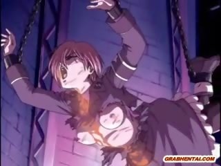 Chained Hentai diva Brutally Fucked By Soldiers