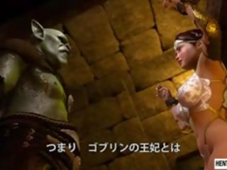 Chained 3d babe Sucks Monsters Cocks