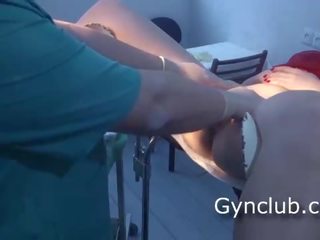The mistress in the red dress at the gynecologist