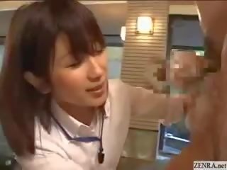 Shy Japanese Employee Gives Out Handjobs At excellent Spring