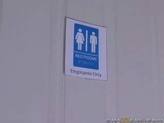 Restroom sex With alluring Brunette Waitress Lezley Zen movie