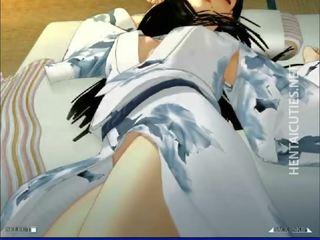 Oversexed anime chick spread twat upskirt
