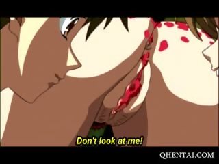 헨타이 딸 도착 굉장한 밀랍 dripped 에 그녀의 바보
