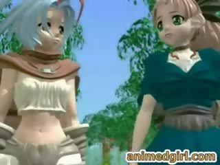 Transsexuál hentai trojice v prdeli v the lesní
