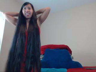 Pleasant Long Haired Asian Striptease and Hairplay: HD xxx film 6a