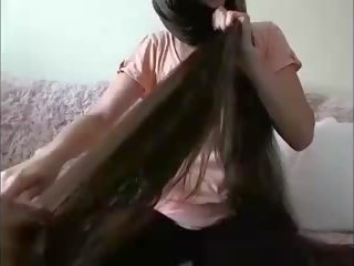 好色之徒 長 頭髮 褐髮女郎 hairplay 發 brush 濕 發